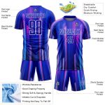 Custom Name and Number Soccer Uniform Jersey in Royal Pink-White Abstract Lines Design - Personalized Team Apparel Personalized