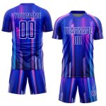 Custom Name and Number Soccer Uniform Jersey in Royal Pink-White Abstract Lines Design - Personalized Team Apparel Personalized