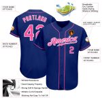 Custom Name and Number Authentic Baseball Jersey - Personalized Royal Pink and White Team Jersey Personalized Royal Pink-White