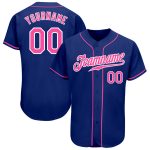 Custom Name and Number Authentic Baseball Jersey - Personalized Royal Pink and White Team Jersey Personalized Royal Pink-White