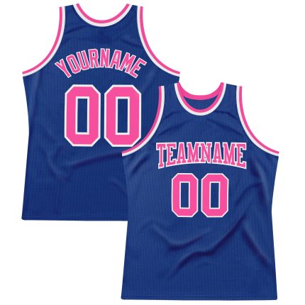 Custom Name and Number Throwback Basketball Jersey - Personalized Royal Pink-White Authentic Team Jersey Personalized Royal