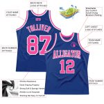 Custom Name and Number Throwback Basketball Jersey - Personalized Royal Pink-White Authentic Team Jersey Personalized Royal