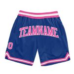 Custom Name and Number Authentic Throwback Basketball Shorts - Royal Pink White Personalized Royal Pink-White Authentic Throwback