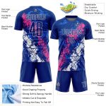 Custom Sublimation Soccer Jersey with Personalized Name & Number - Royal Pink-White Dripping Splatter Art Personalized Royal