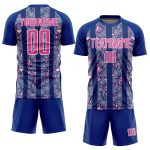 Custom Name and Number Personalized Royal Pink and White Flower Soccer Jersey Team Uniform Personalized Royal Pink-White