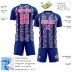 Custom Name and Number Personalized Royal Pink and White Flower Soccer Jersey Team Uniform Personalized Royal Pink-White