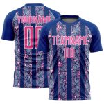 Custom Name and Number Personalized Royal Pink and White Flower Soccer Jersey Team Uniform Personalized Royal Pink-White
