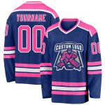 Personalized Pink White Hockey Jersey for Women - Custom Team Uniform Personalized Royal Pink-White Hockey Jersey