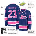 Custom Name and Number Personalized Hockey Jersey - Royal Pink and White Design Personalized Royal Pink-White Hockey Jersey