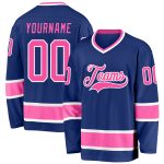 Custom Name and Number Personalized Hockey Jersey - Royal Pink and White Design Personalized Royal Pink-White Hockey Jersey