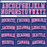 Custom Team Name Number Long Sleeve Performance T-Shirt - Personalized Royal Pink-White Design Personalized Royal Pink-White