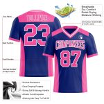 Custom Name Number Football Jersey - Personalized Royal Pink-White Mesh Authentic Team Jersey Personalized Royal Pink-White