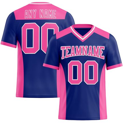 Custom Name Number Football Jersey - Personalized Royal Pink-White Mesh Authentic Team Jersey Personalized Royal Pink-White