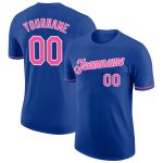 Custom Team Name and Number Performance T-Shirt in Royal Pink-White - Personalized Sports Apparel Personalized Royal Pink-White