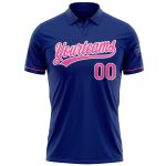 Custom Name Number Performance Vapor Golf Polo Shirt - Personalized Royal Pink White Design Personalized Royal Pink-White