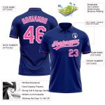 Custom Name Number Performance Vapor Golf Polo Shirt - Personalized Royal Pink White Design Personalized Royal Pink-White