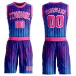 Custom Name Number Basketball Jersey Sublimation Royal Pink White Round Neck Suit Personalized Royal Pink-White Round Neck