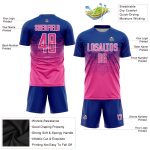 Custom Team Soccer Jersey with Personalized Name and Number - Royal Pink-White Sublimation Design Personalized Royal Pink-White