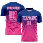 Custom Team Soccer Jersey with Personalized Name and Number - Royal Pink-White Sublimation Design Personalized Royal Pink-White