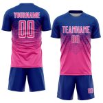 Custom Team Soccer Jersey with Personalized Name and Number - Royal Pink-White Sublimation Design Personalized Royal Pink-White
