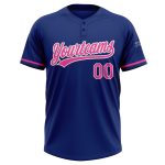 Personalized Softball Jersey - Royal Pink-White Unisex Two-Button Design Personalized Royal Pink-White Two-Button Unisex