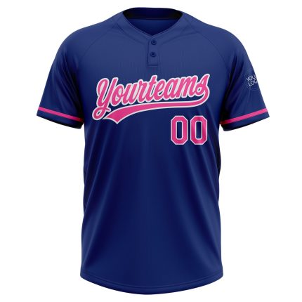 Personalized Softball Jersey - Royal Pink-White Unisex Two-Button Design Personalized Royal Pink-White Two-Button Unisex