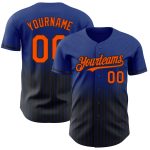 Customizable Orange-Black Baseball Jersey with Authentic Fade - Personalized Team Name and Number, Royal Pinstripe Style
