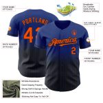 Customizable Orange-Black Baseball Jersey with Authentic Fade - Personalized Team Name and Number, Royal Pinstripe Style