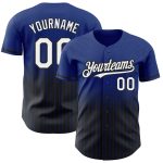 Custom Name and Number Baseball Jersey - Personalized White-Black Pinstripe Authentic Fade Fashion Personalized Royal Pinstripe
