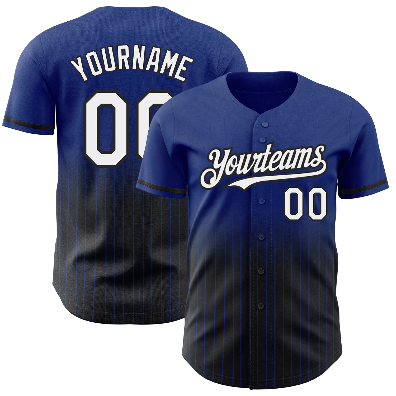Custom Name and Number Baseball Jersey - Personalized White-Black Pinstripe Authentic Fade Fashion Personalized Royal Pinstripe