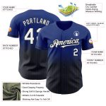 Custom Name and Number Baseball Jersey - Personalized White-Black Pinstripe Authentic Fade Fashion Personalized Royal Pinstripe