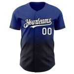 Custom Name and Number Baseball Jersey - Personalized White-Black Pinstripe Authentic Fade Fashion Personalized Royal Pinstripe