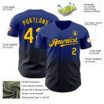 Custom Name Number Baseball Jersey - Authentic Fade Yellow Black Personalized Royal Pinstripe Fashion Team Jersey Personalized
