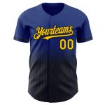 Custom Name Number Baseball Jersey - Authentic Fade Yellow Black Personalized Royal Pinstripe Fashion Team Jersey Personalized