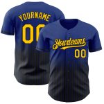 Custom Name Number Baseball Jersey - Authentic Fade Yellow Black Personalized Royal Pinstripe Fashion Team Jersey Personalized