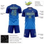 Custom Soccer Uniform Jersey with Personalized Name and Number - Royal Powder Blue and Gold Sublimation Design Personalized