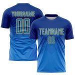 Custom Soccer Uniform Jersey with Personalized Name and Number - Royal Powder Blue and Gold Sublimation Design Personalized