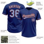 Custom Name Number Unisex Softball Jersey - Personalized Royal Powder Blue Orange Two-Button Design Personalized Royal Powder