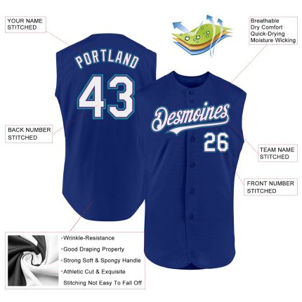 Custom Team Baseball Jersey with Personalized Name and Number - Royal Purple and Teal Sleeveless Design Personalized Royal