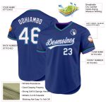 Custom Name and Number Personalized Throwback Baseball Jersey - Royal Purple and Teal Authentic Design Personalized Royal