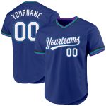 Custom Name and Number Personalized Throwback Baseball Jersey - Royal Purple and Teal Authentic Design Personalized Royal