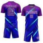 Custom Soccer Jersey - Personalized Purple and White Lines Uniform with Name and Number Personalized Royal Purple-White Lines