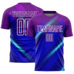 Custom Soccer Jersey - Personalized Purple and White Lines Uniform with Name and Number Personalized Royal Purple-White Lines