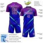 Custom Soccer Jersey - Personalized Purple and White Lines Uniform with Name and Number Personalized Royal Purple-White Lines