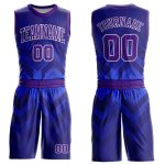 Custom Name and Number Sublimation Basketball Jersey in Royal Purple-White Round Neck Design - Personalized Team Suit Personalized