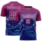 Custom royal, purple and white soccer jersey