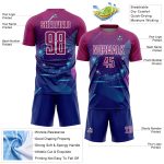 Custom royal, purple and white soccer jersey, side view