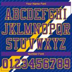 Custom Basketball Jersey with Purple-Yellow Diagonal Lines - Personalized Name and Number, Round Neck Sublimation Design