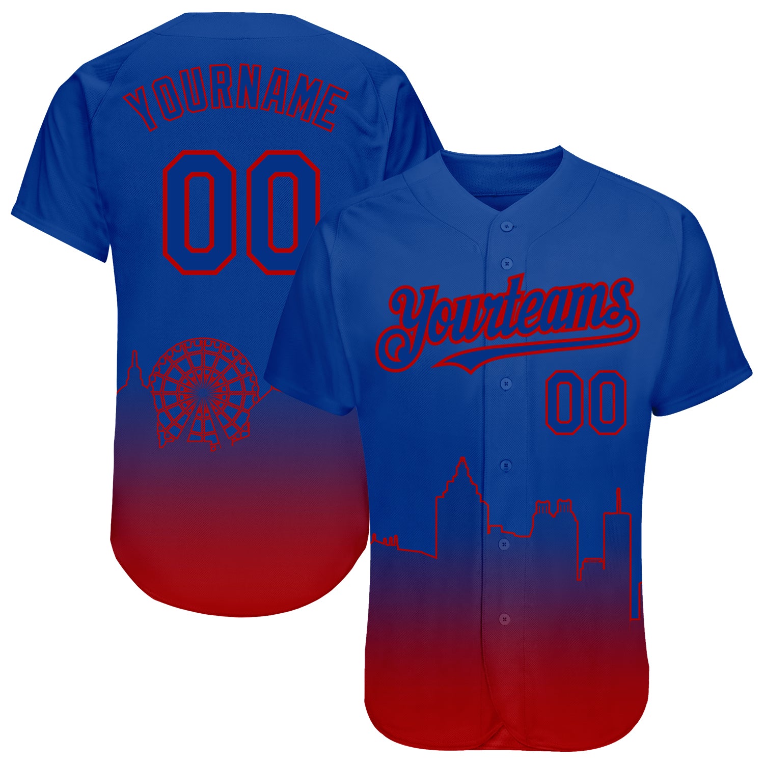 Personalized Atlanta City Edition 3D Baseball Jersey Custom Name Number Royal Red Fashion Authentic Personalized Royal Red