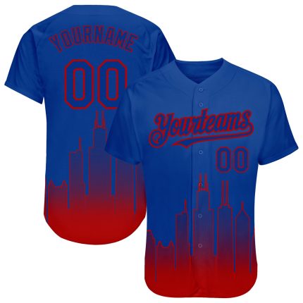 Custom Chicago City Edition Baseball Jersey with 3D Fade Design - Personalized Royal Red Team Name & Number Authentic Jersey